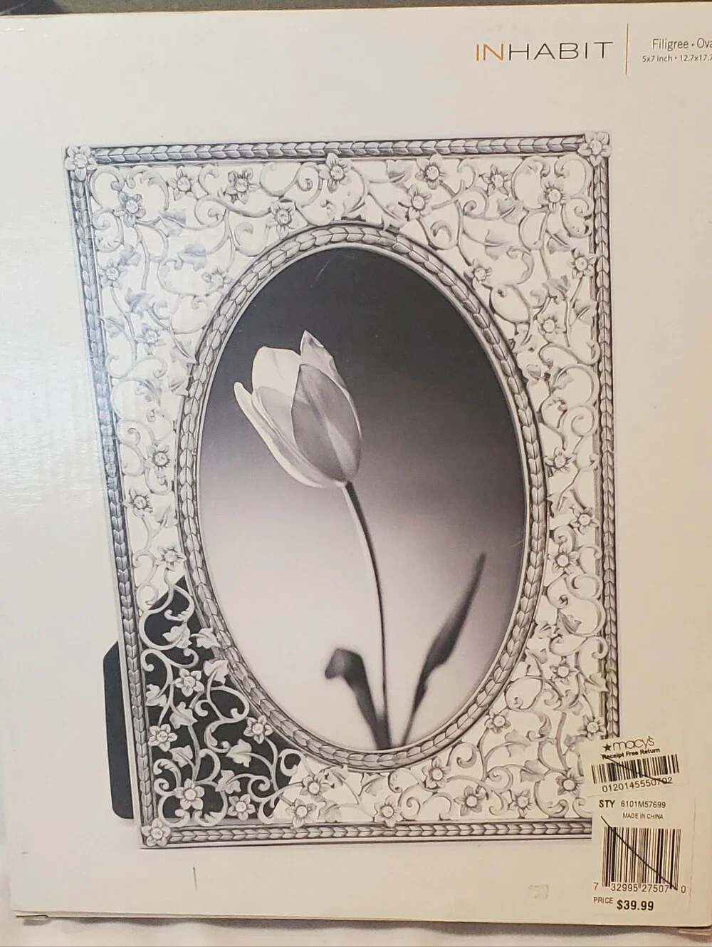Inhabit Vtg 2006 Silver Pewter Ornate Filigree Freestanding Picture Frame Macys